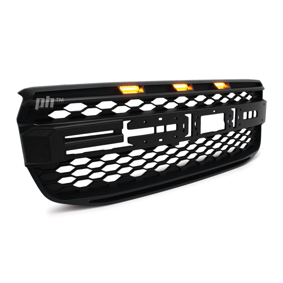 Black F Style Grill With Amber LED fits Ford Ranger Next Gen T9 2022- XL XLS