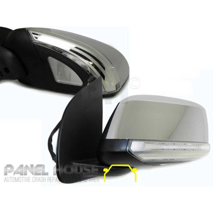 Door Mirrors PAIR Chrome Auto Fold Heated Puddle Light fits Nissan Navara D40 2007-2014