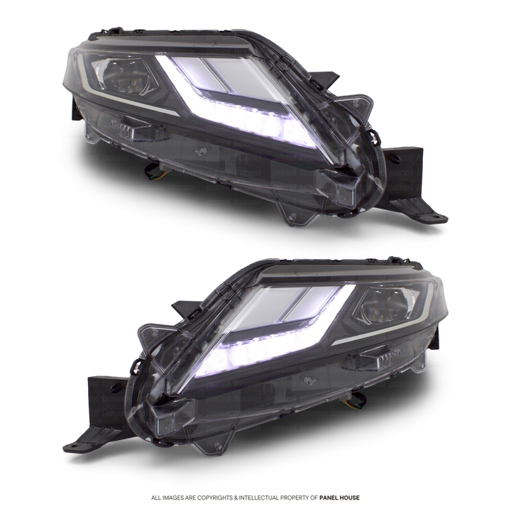 Headlights Black PAIR LED Fits Mitsubishi Triton MR 11/2018 - 2023 GLS GLX-R