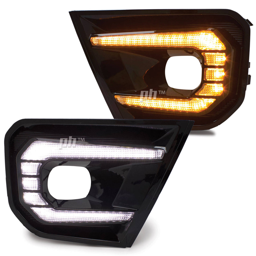 Fog Light Surrounds Gloss BLACK With DRL PAIR fits Ford Ranger Next Gen T9 2022- Wildtrak