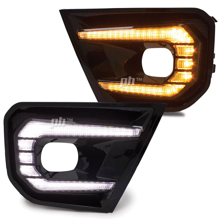 Fog Light Surrounds Gloss BLACK With DRL PAIR fits Ford Ranger Next Gen T9 2022- Wildtrak
