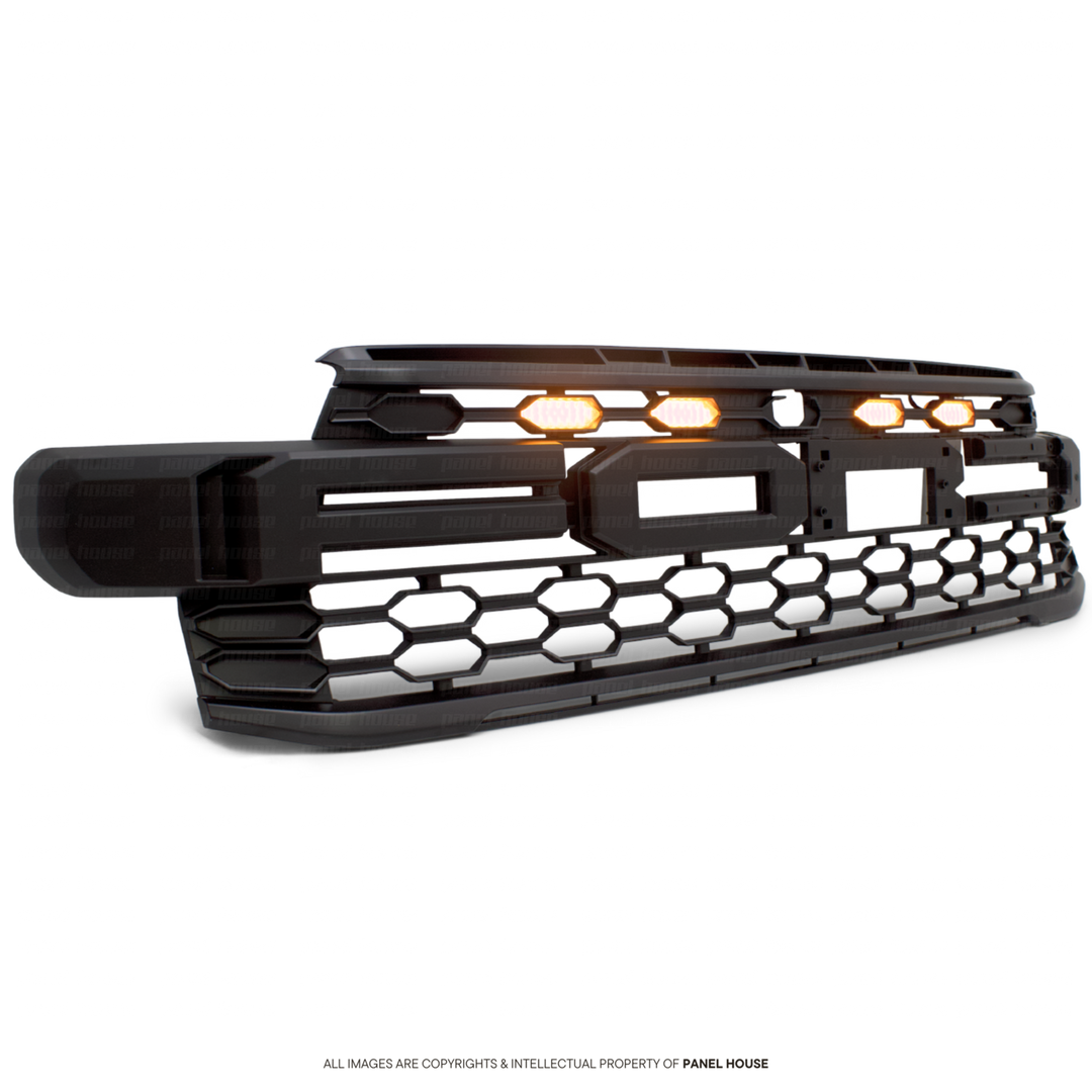 Black F Style Grill With Amber LED fits Ford Ranger RAPTOR Next Gen T9 2022-