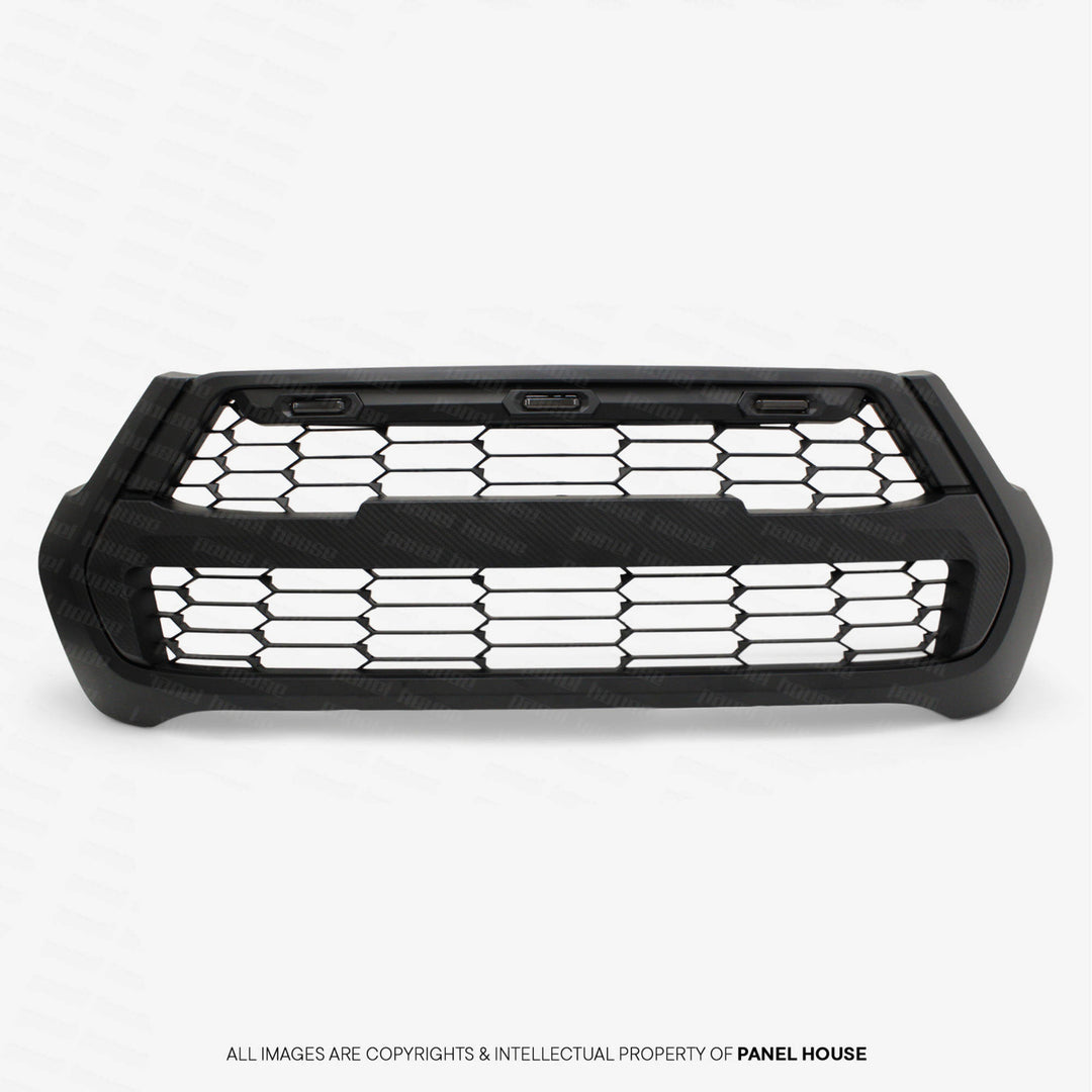 Grill Black With Carbon Strip GR Style Fits Toyota Hilux N80 06/2020 - 2024