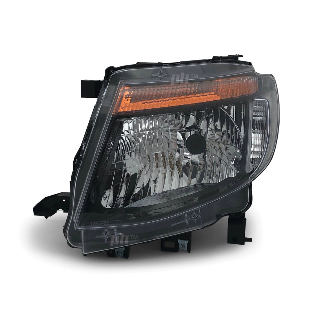 Headlights Black PAIR fits Ford Ranger PX MK1 XL XLT WILDTRAK 2011 - 2015