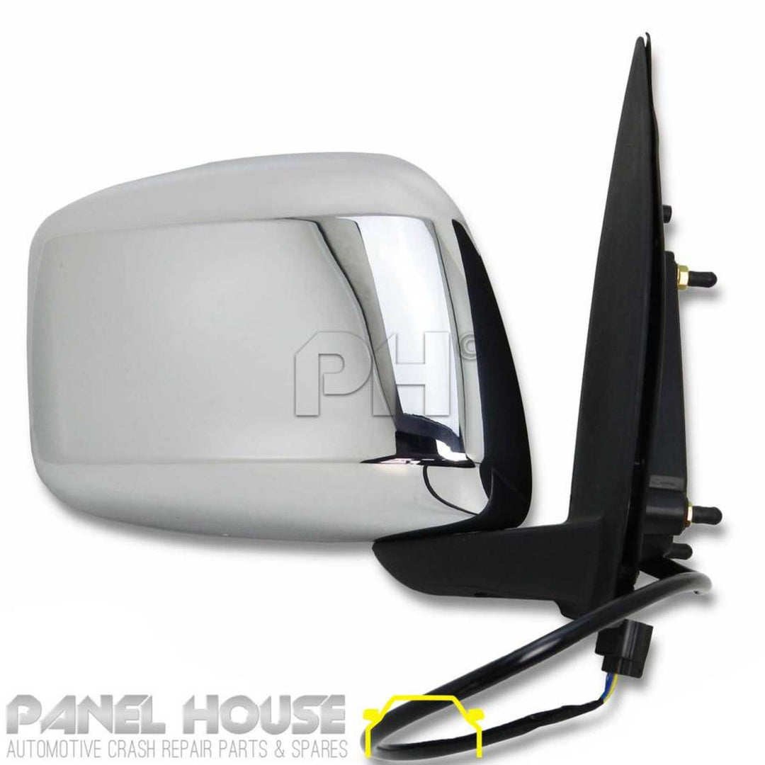 Door Mirrors PAIR Electric Chrome Fits Nissan Navara D40 VSK 2005 - 2010