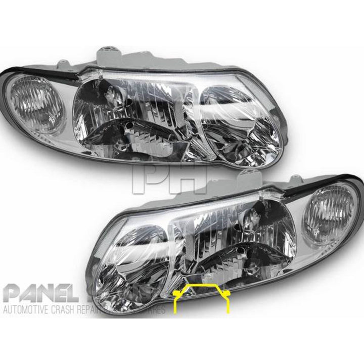 Headlights PAIR Chrome fits Holden Commodore VX VU 2000 - 2002