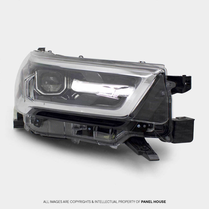 Headlights PAIR LED Black & Chrome fits Toyota Hilux N80 06/2020 - 2024