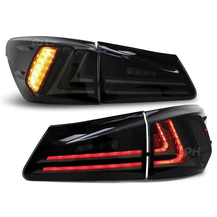 Black SMOKED LED Tail Lights SET fits Lexus IS250 IS350 2005 - 2010