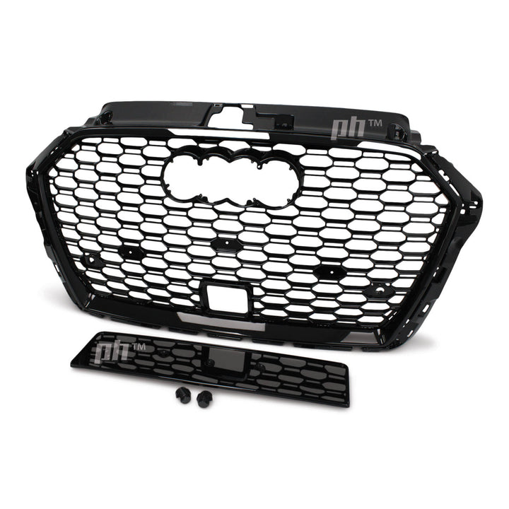 Grill Gloss Black RS3 Style Honeycomb Fits Audi A3 S3 8V 2017 - 2020
