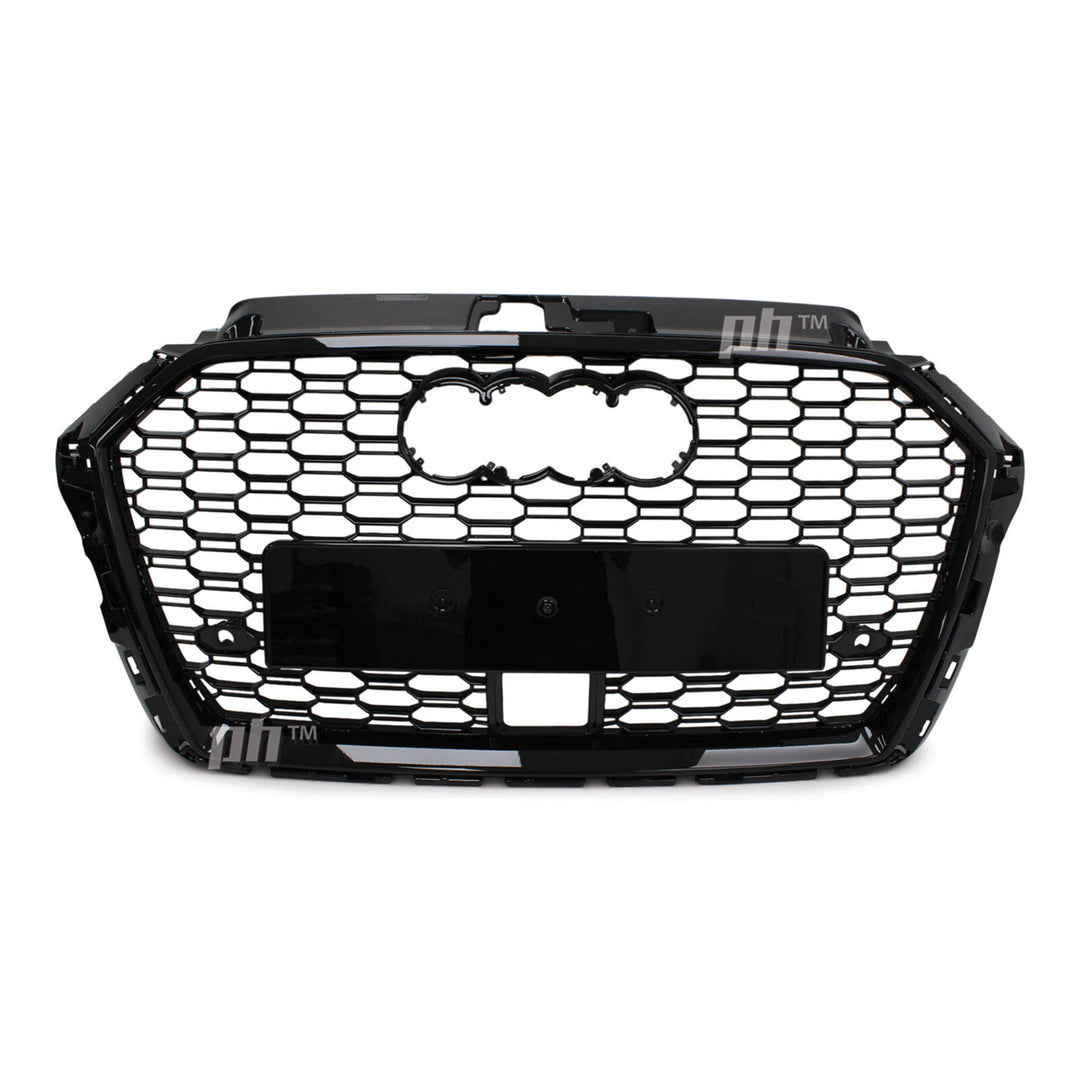 Grill Gloss Black RS3 Style Honeycomb Fits Audi A3 S3 8V 2017 - 2020