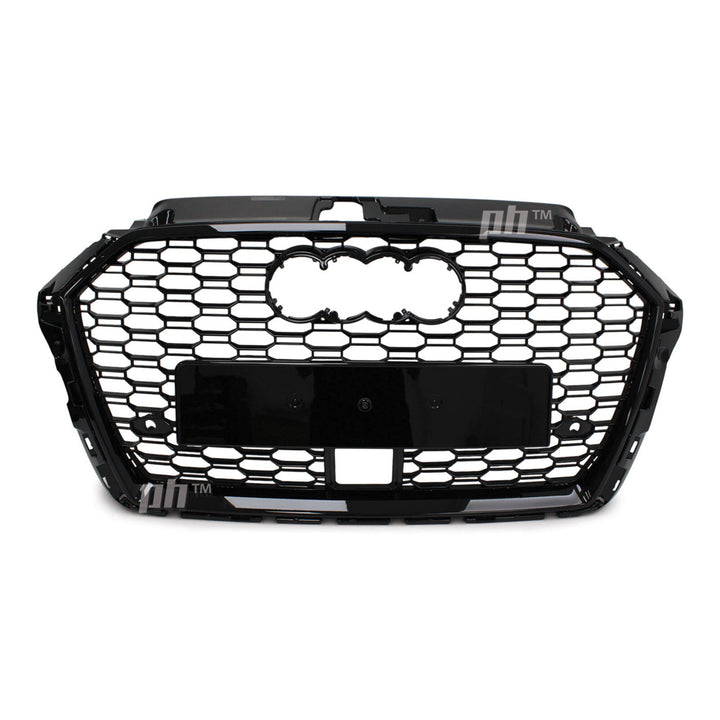 Grill Gloss Black RS3 Style Honeycomb Fits Audi A3 S3 8V 2017 - 2020