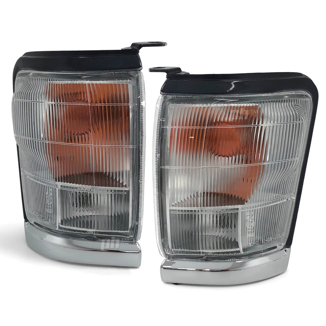 Corner Indicator Park Lights Chrome PAIR Fits Toyota Hilux SR5 4WD 1997 - 2001