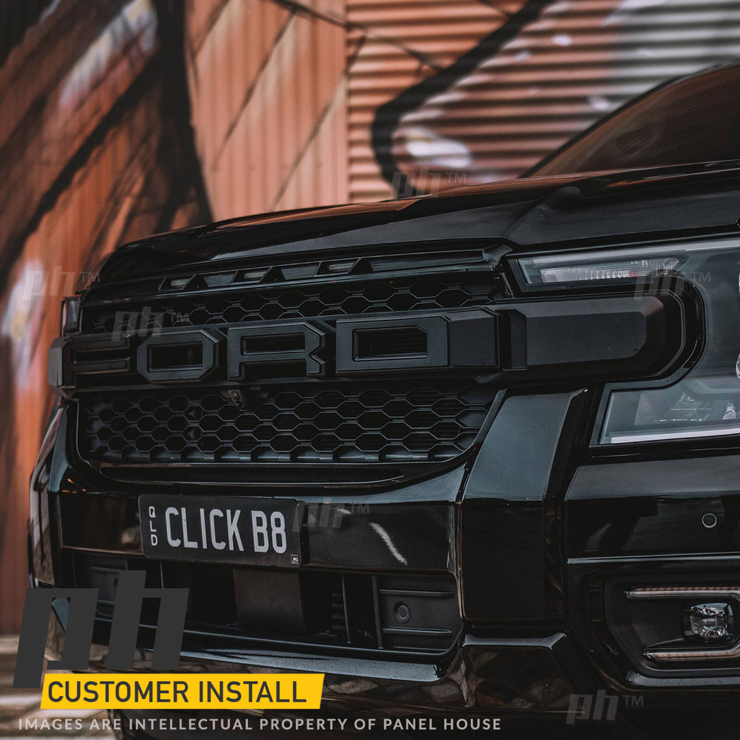 Black F Style Grill With LED fits Ford Ranger Next Gen T9 2022-2025 Sport Wildtrak Platinum XLT Raptor Style