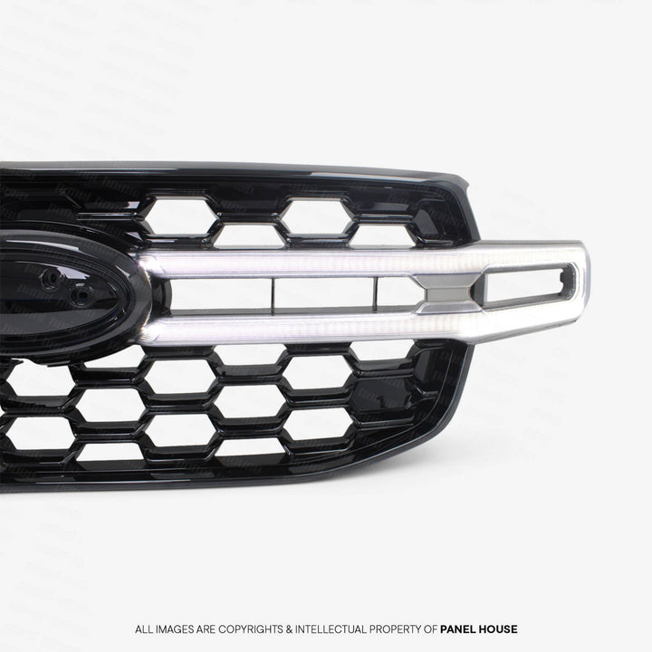 LED Halo Grill Gloss Black fits Ford Ranger Next Gen T9 2022- 2025 XLT Sport Wildtrak