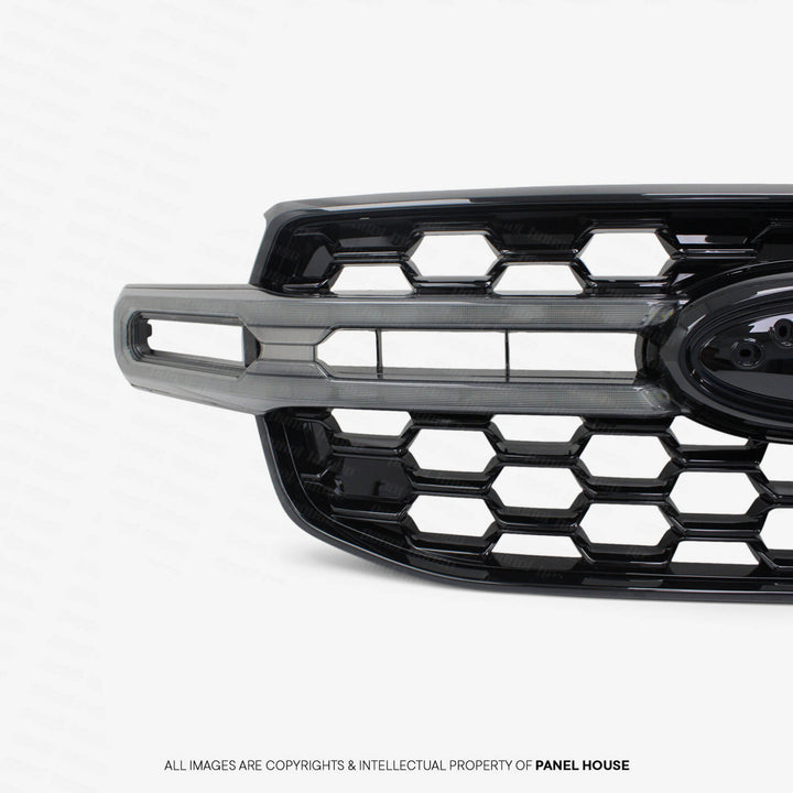 LED Halo Grill Gloss Black fits Ford Ranger Next Gen T9 2022- 2025 XLT Sport Wildtrak
