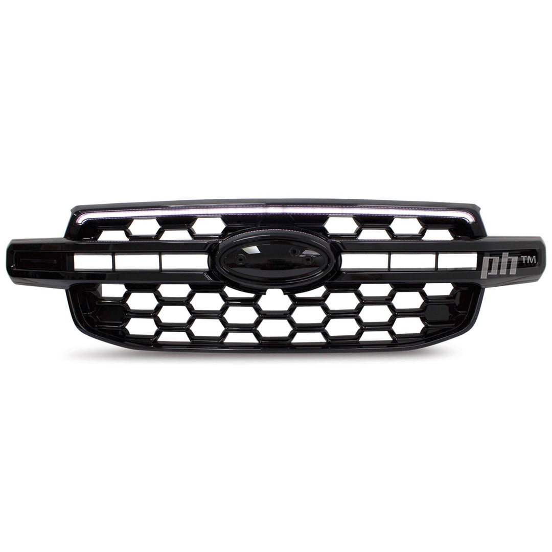 Grill Gloss BLACK Nightrider Style DRL Fits Ford Ranger Next Gen T9 2022-