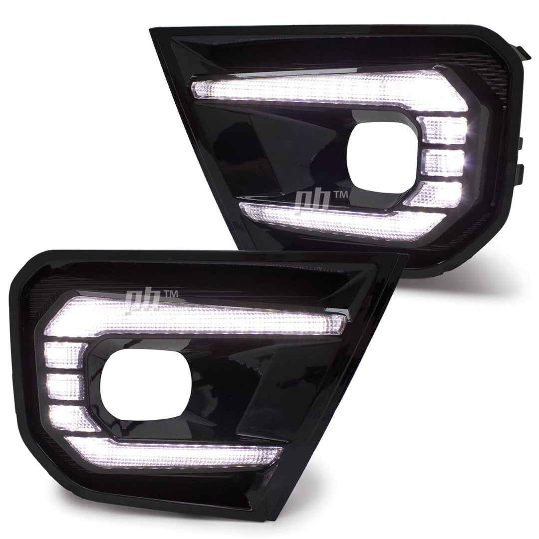 Fog Light Surrounds Gloss BLACK With DRL PAIR fits Ford Ranger Next Gen T9 2022- Wildtrak