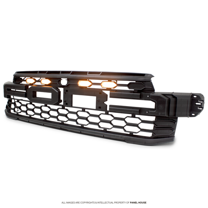 Black F Style Grill With Amber LED fits Ford Ranger RAPTOR Next Gen T9 2022-