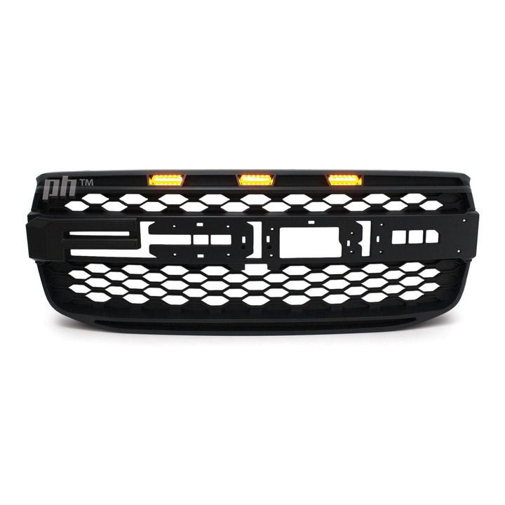 Black F Style Grill With Amber LED fits Ford Ranger Next Gen T9 2022- XL XLS