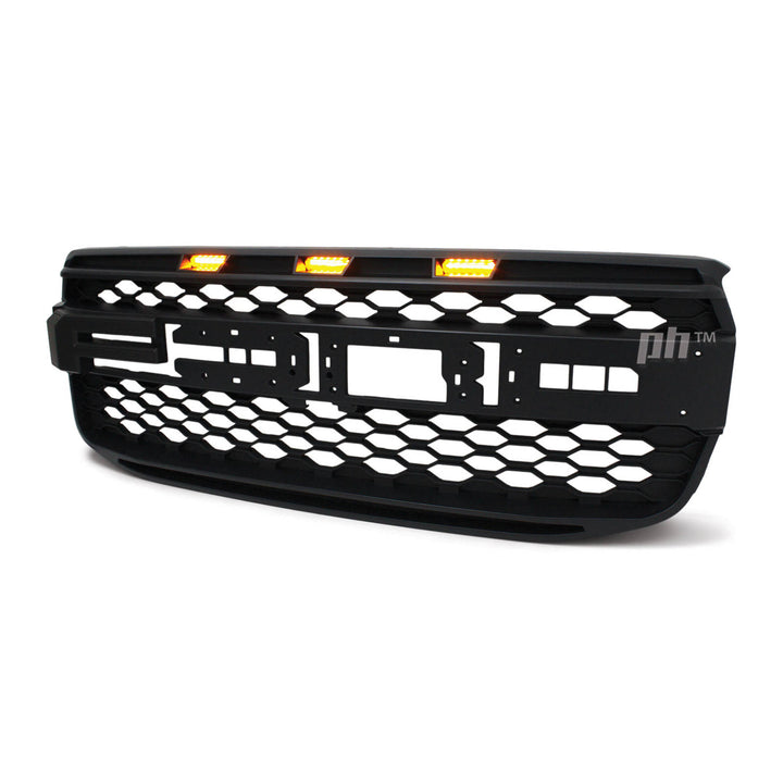 Black F Style Grill With Amber LED fits Ford Ranger Next Gen T9 2022- XL XLS