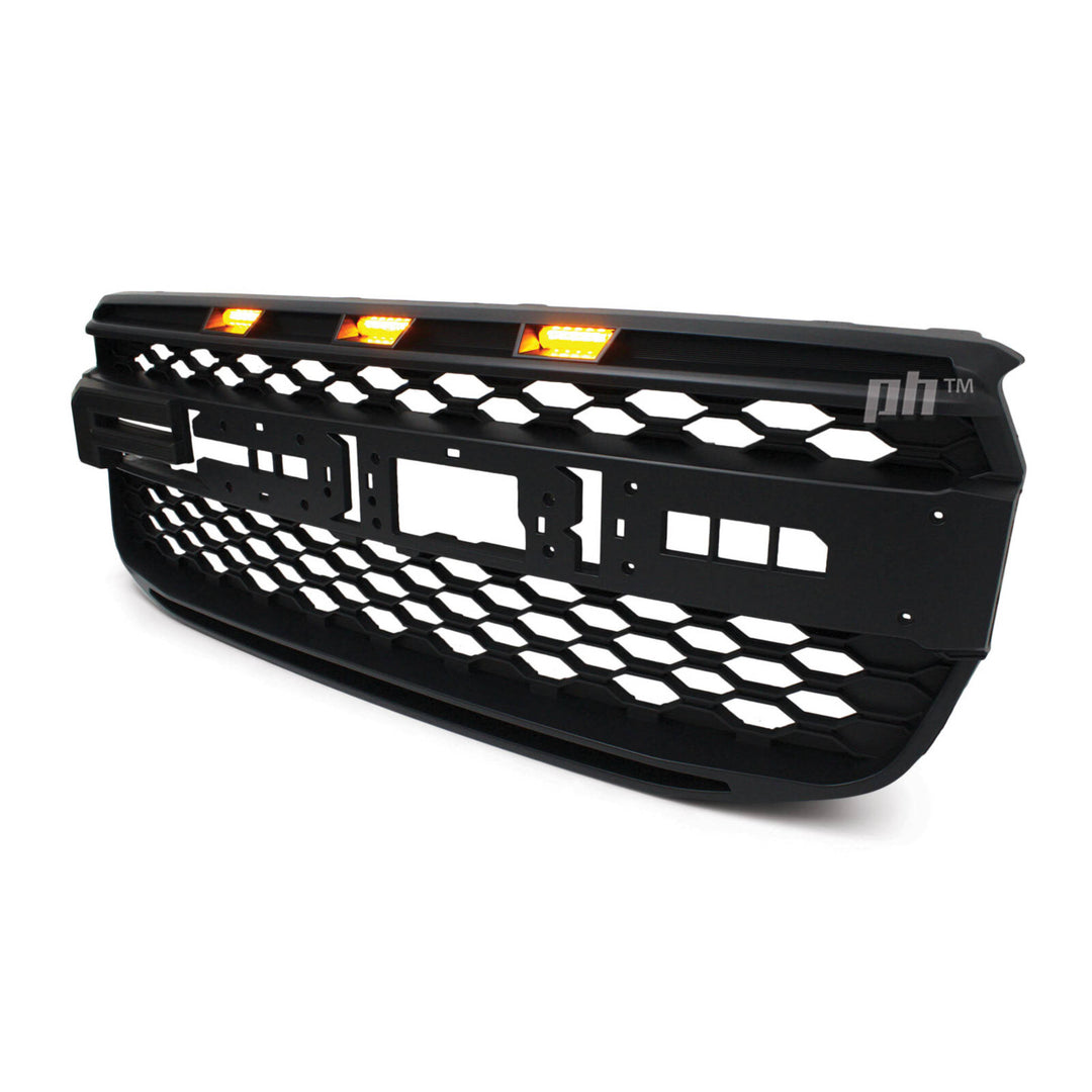 Black F Style Grill With Amber LED fits Ford Ranger Next Gen T9 2022- XL XLS