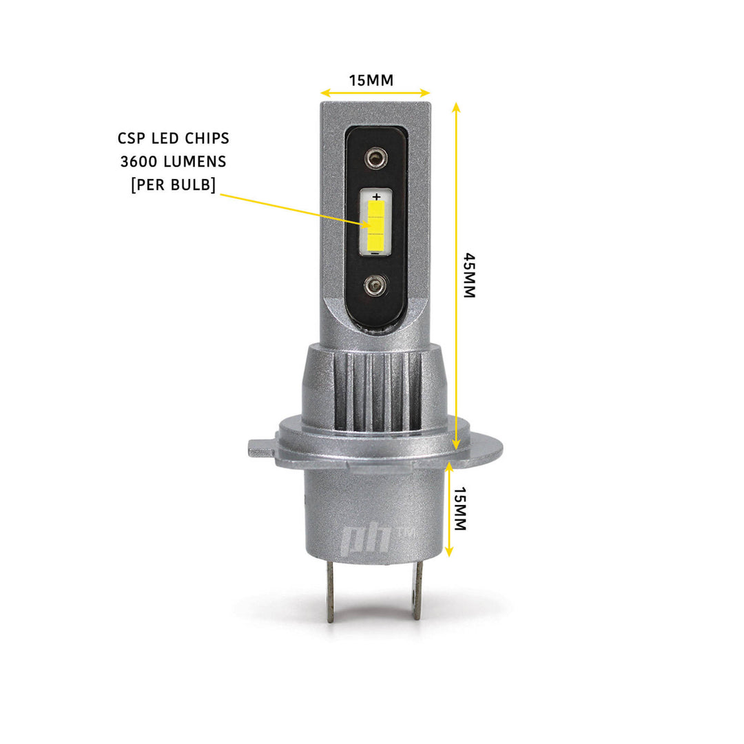 H7 LED Headlight Bulbs 6500K 7200LM PAIR