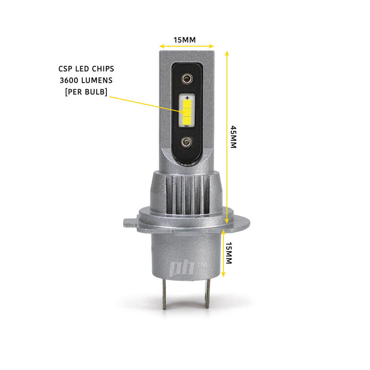 H7 LED Headlight Bulbs 6500K 7200LM PAIR