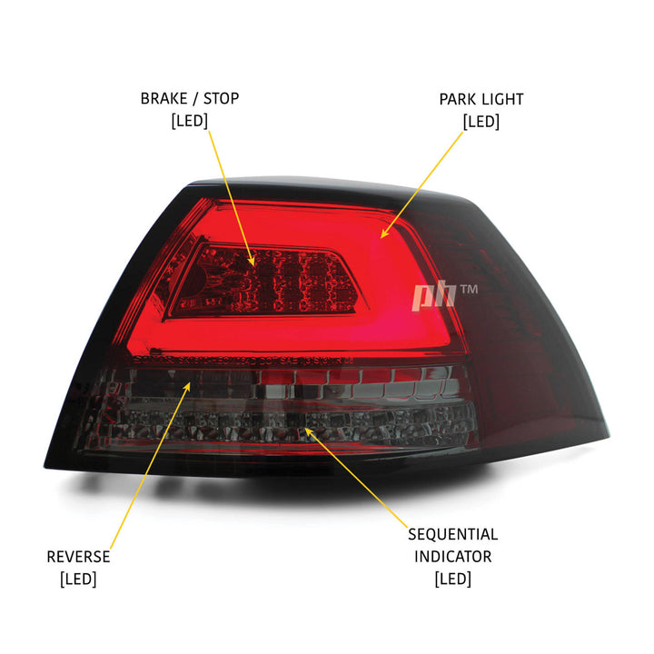 Smoked LED Sequential Tail Lights Fits Holden Commodore VE Sedan 2006 - 2013