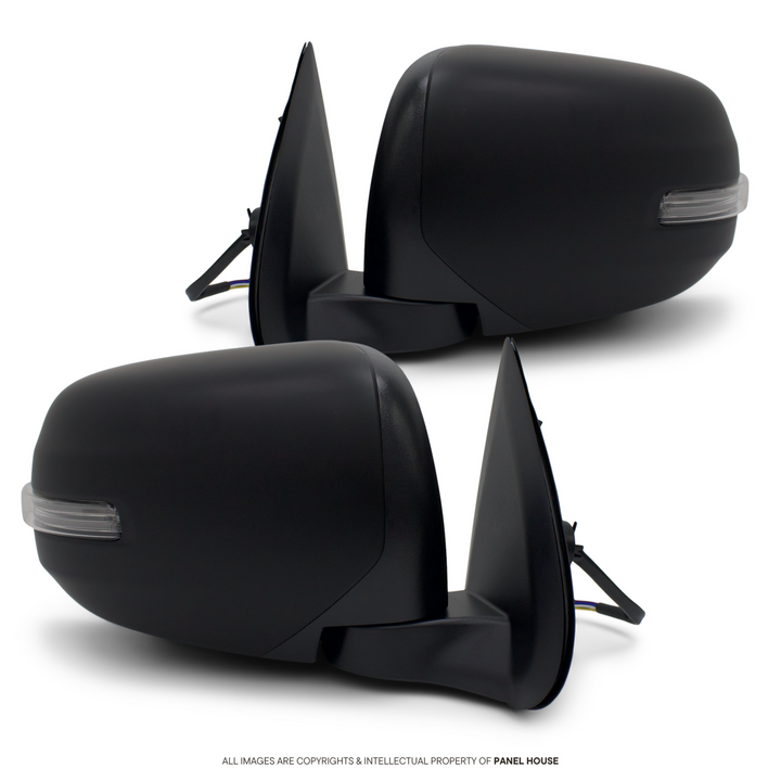 Door Mirrors PAIR Black with Autofold & Indicator Fits Mitsubishi Triton MQ 2015 - 2018