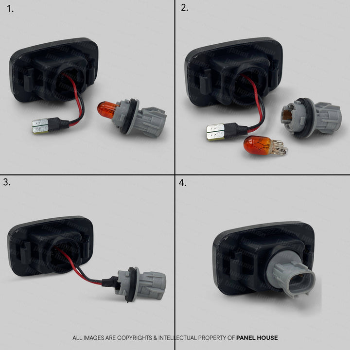 Black LED Sequential Indicator Guard Repeater Light Flashers PAIR Fits Toyota Hilux 1997 - 2005