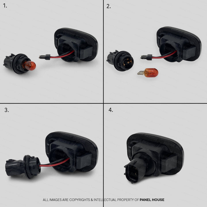 Black LED Sequential Indicator Guard Repeaters Light Flashers PAIR Fits Toyota Hilux N70 2005 - 2015