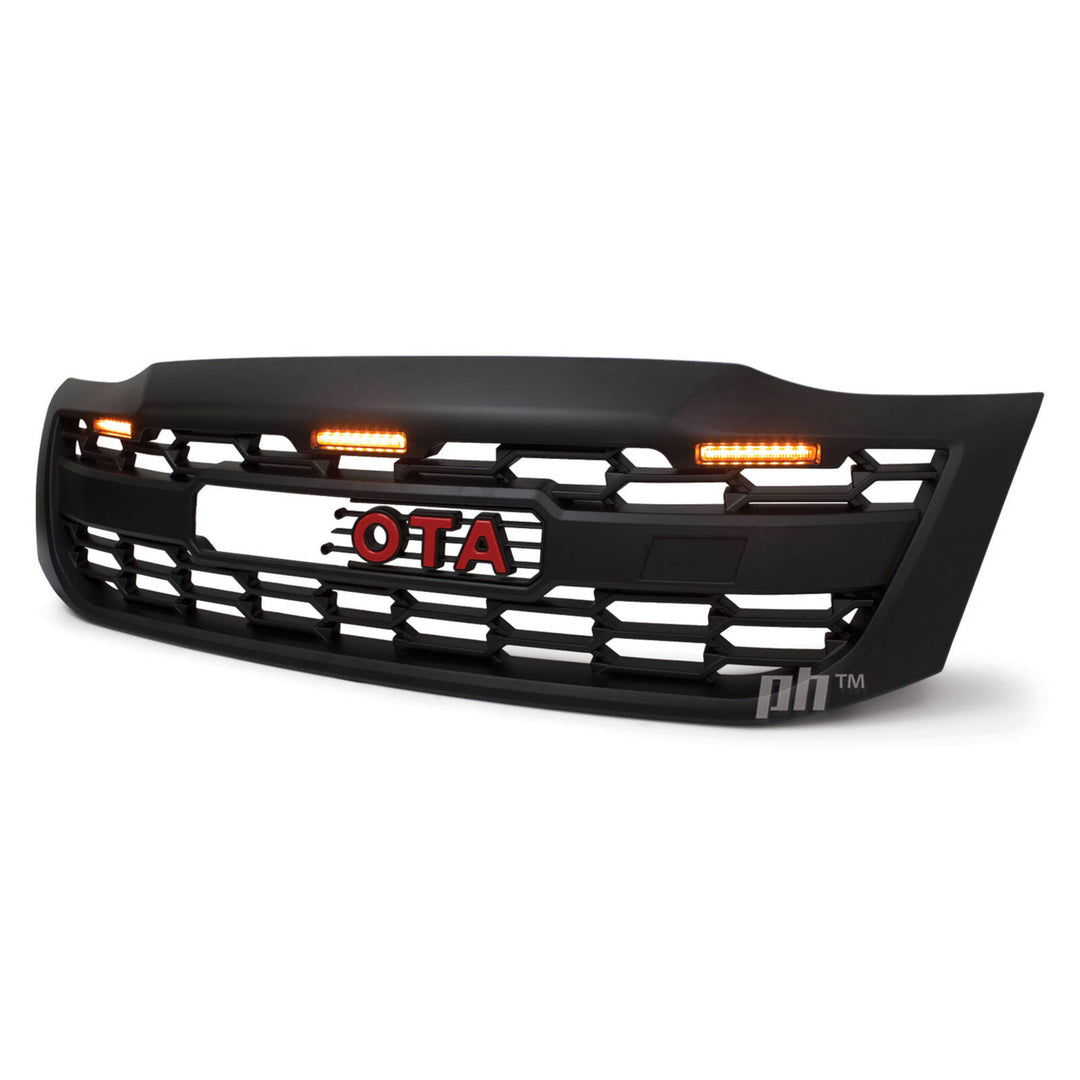 Grill Satin BLACK GR Style With LED Fits Toyota Hilux N70 2011 - 2015