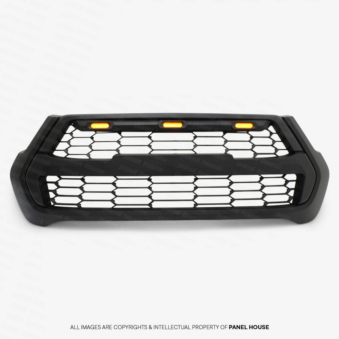 Grill Black With Carbon Strip GR Style Fits Toyota Hilux N80 06/2020 - 2024