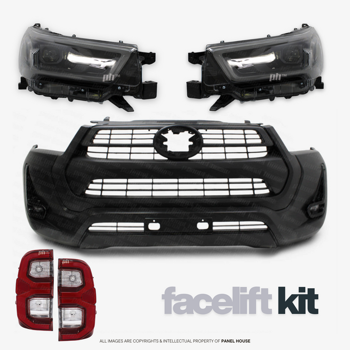 Black Edition Front Bumper Facelift Conversion Kit fits Toyota Hilux N80 2015 - 2020