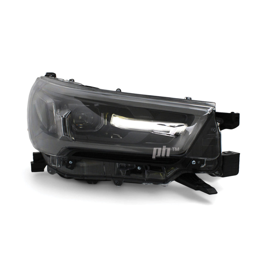 Headlights PAIR LED Black & Grey fits Toyota Hilux N80 SR5 Rogue 06/2020 - 2024