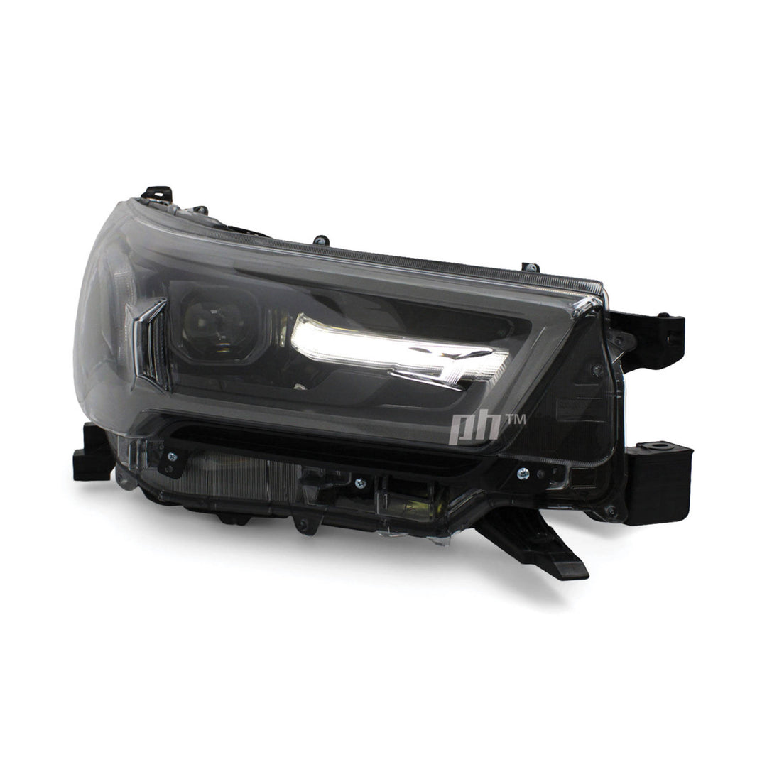 Headlights PAIR LED Black & Grey fits Toyota Hilux N80 SR5 Rogue 06/2020 - 2024