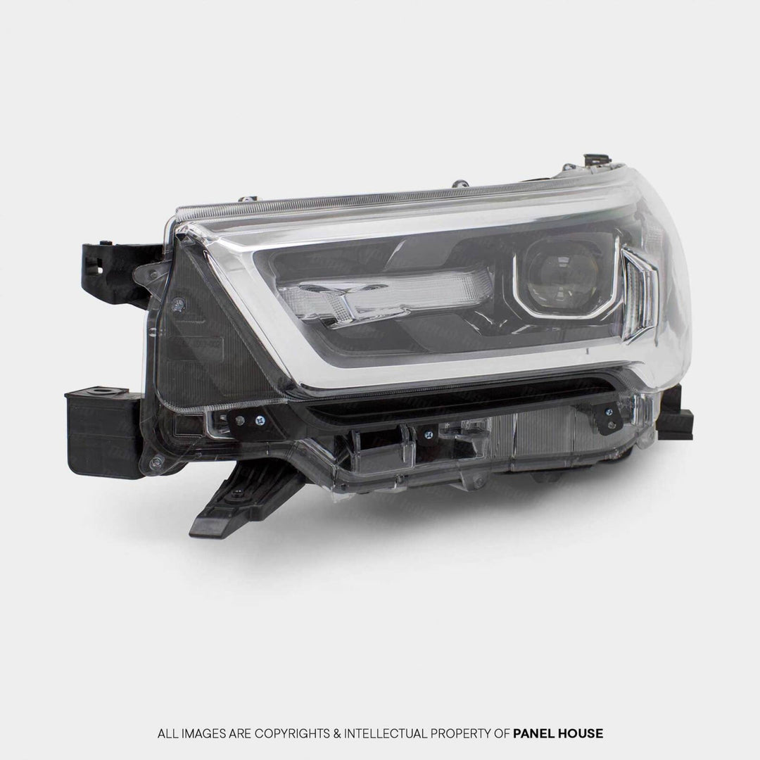 Headlights PAIR LED Black & Chrome fits Toyota Hilux N80 06/2020 - 2024