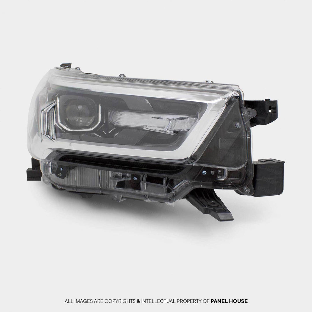 Headlights PAIR LED Black & Chrome fits Toyota Hilux N80 06/2020 - 2024