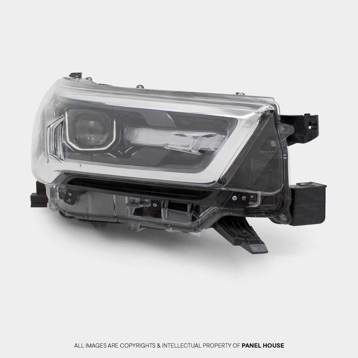 Headlights PAIR LED Black & Chrome fits Toyota Hilux N80 06/2020 - 2024