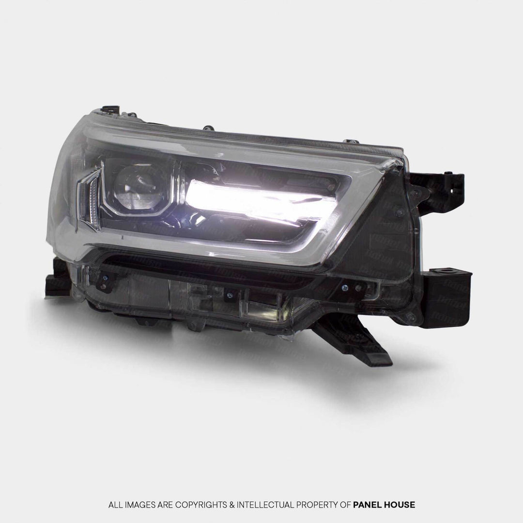 Headlights PAIR LED Black & Chrome fits Toyota Hilux N80 06/2020 - 2024