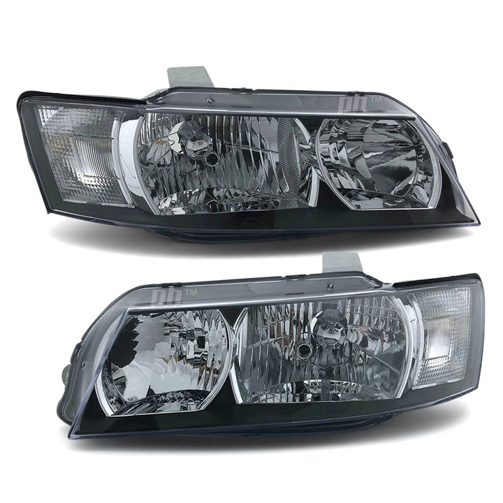 Headlights Black PAIR fits Holden Commodore VZ SV6 SV8 SVZ 2004 - 2006