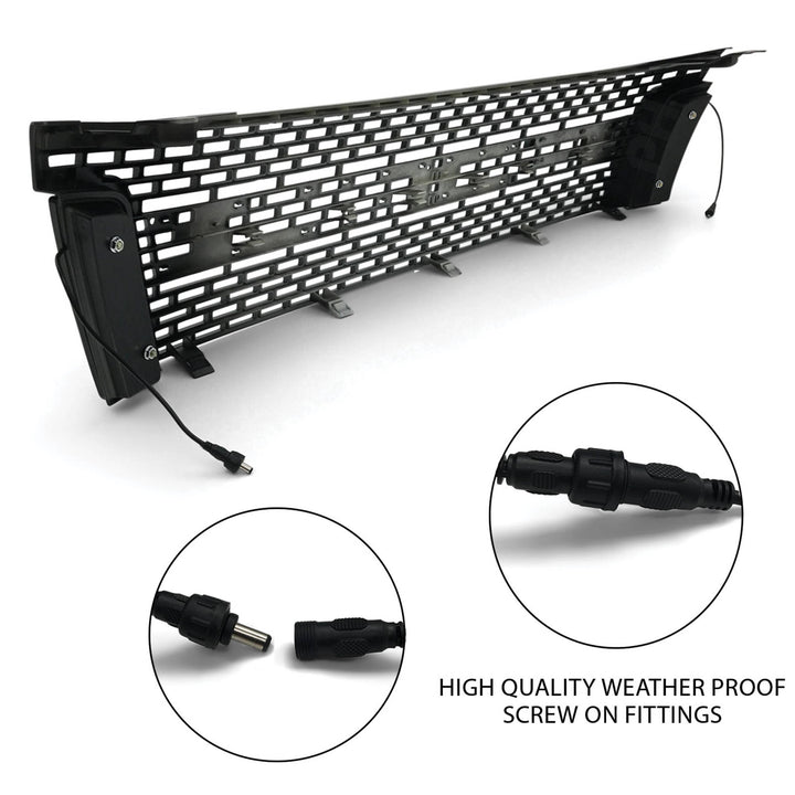 LED DRL Mesh Style Upgrade Black Grill BLACK LETTERS Fits Ford Ranger PX1 MK1 XLT XL Wildtrak