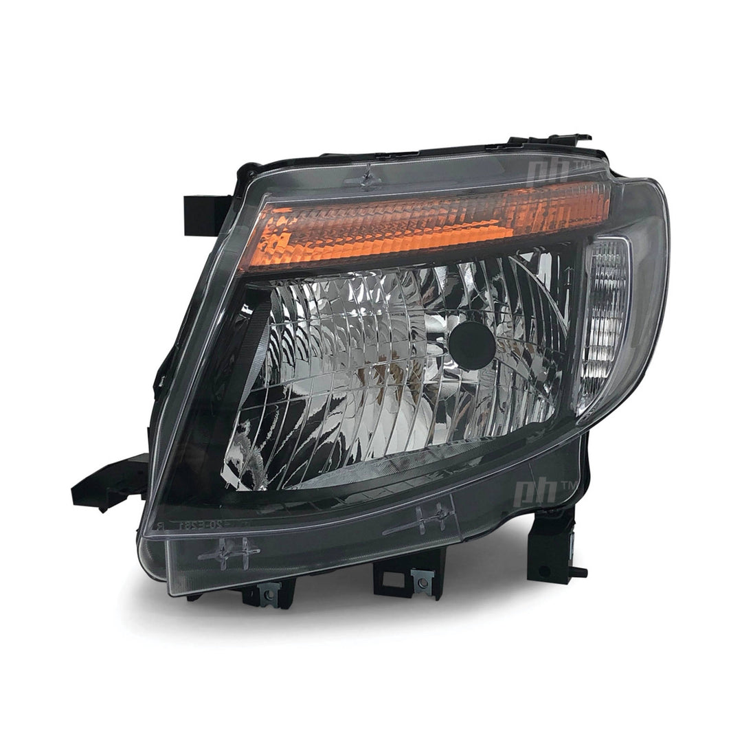 Headlights Black PAIR fits Ford Ranger PX MK1 XL XLT WILDTRAK 2011 - 2015