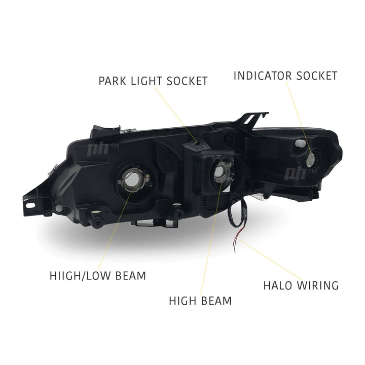 Headlights Black Halo PAIR fits Ford Falcon FG XR6 XR8 FPV GS 2008 - 2011