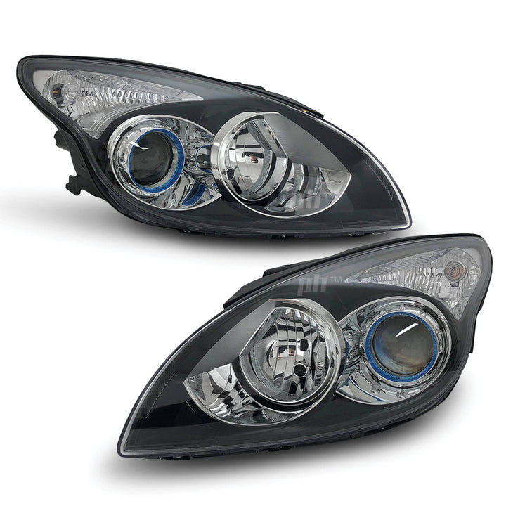 Headlights Black Projector PAIR fits Hyundai i30 FD 2010 - 2012 Hatch & Wagon