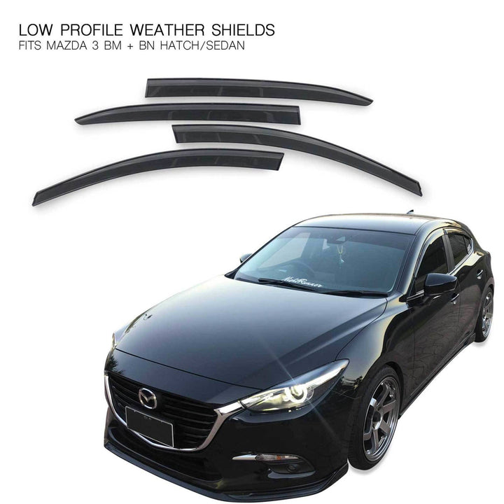 Weather Shield Window Visors SET 4 Piece Fits Mazda 3 BM BN 14 - 19 Hatch Sedan