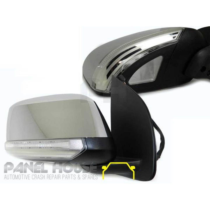 Door Mirrors PAIR Chrome Auto Fold Heated Puddle Light fits Nissan Navara D40 2007-2014