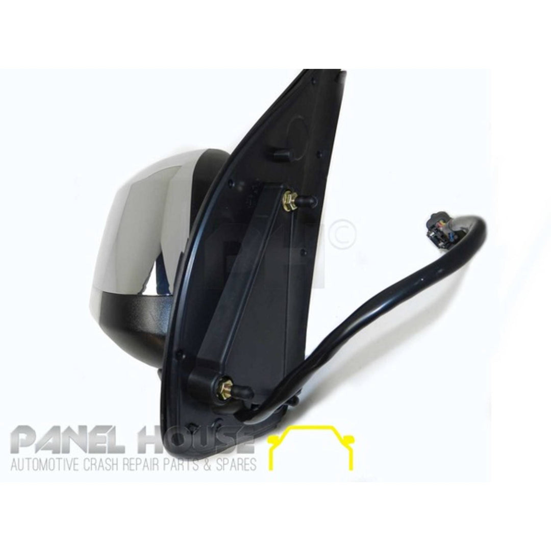 Door Mirror RIGHT Chrome Electric With Puddle Light fits Nissan Navara D40 2007-2014