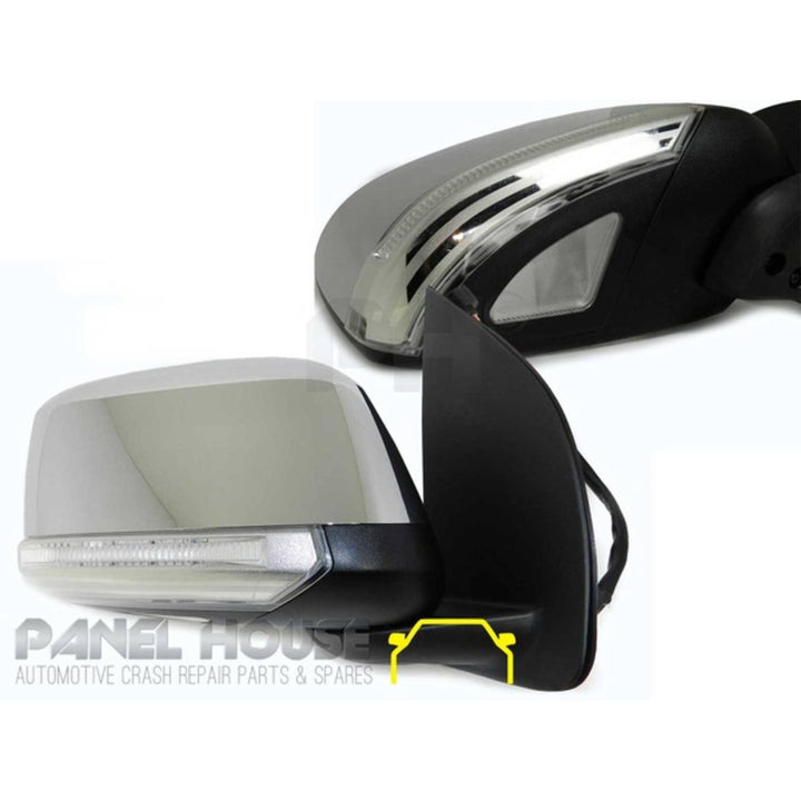 Door Mirrors PAIR Chrome Auto Fold Heated Puddle Light fits Nissan Navara D40 2007-2014