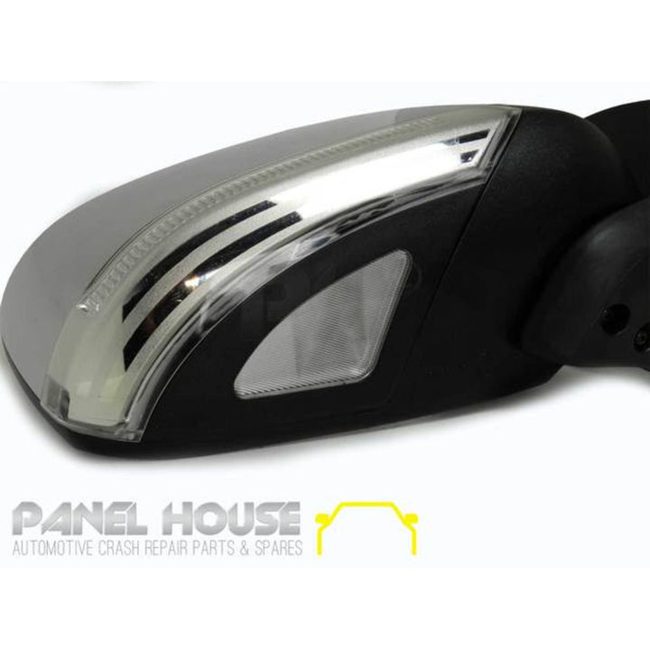 Door Mirrors PAIR Chrome Auto Fold Heated Puddle Light fits Nissan Navara D40 2007-2014